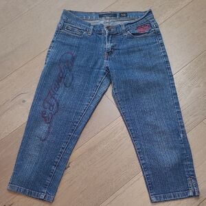 Vintage Ed Hardy Denim Capri Women's sz 5/6 Embroidered Low Rise Denim